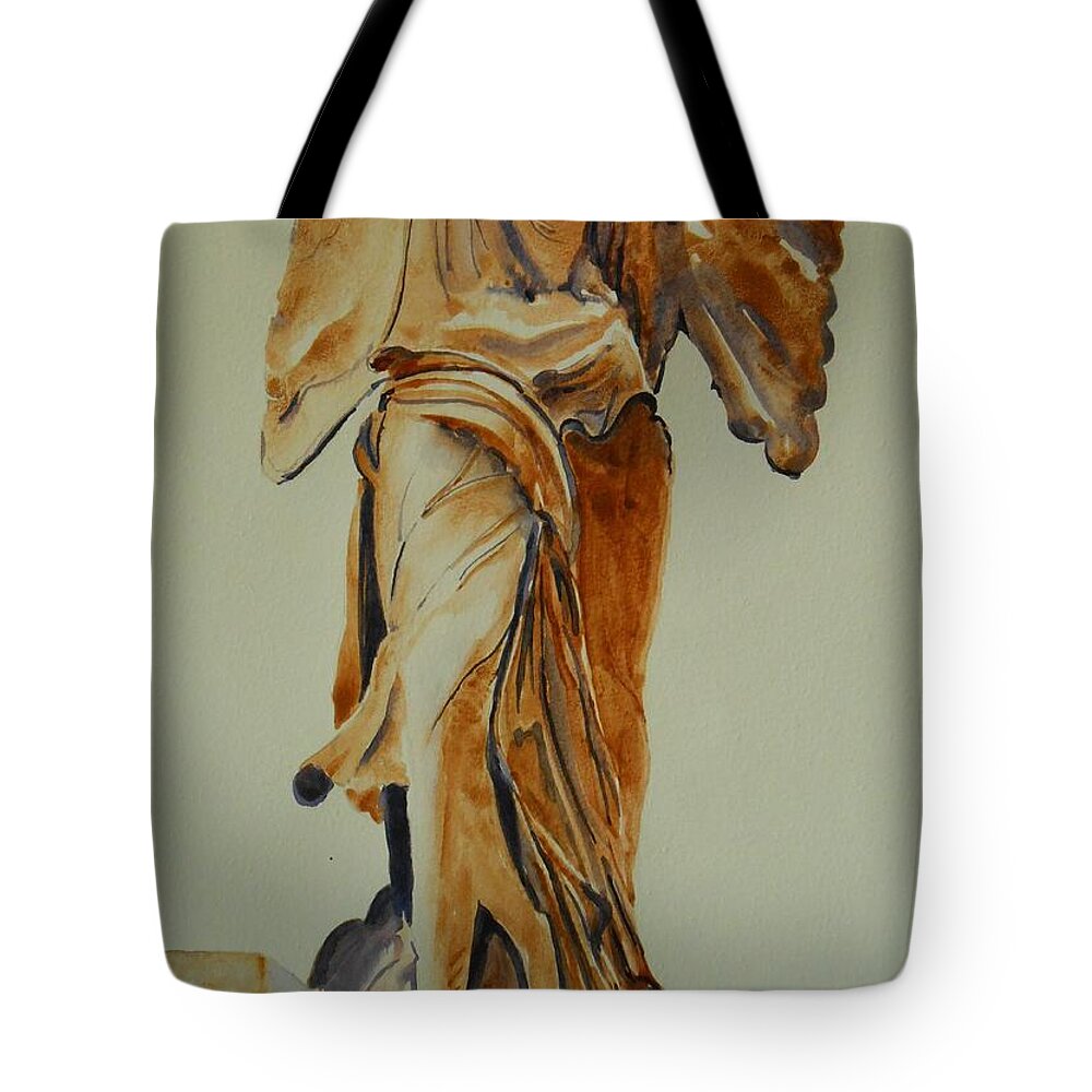 France Tote Bag featuring the painting Another perspective of The Winged Lady of Samothrace by Geeta Yerra