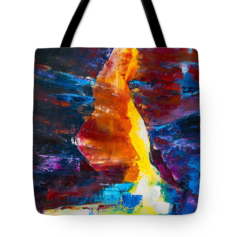 Antelope Tote Bag featuring the painting Antelope Canyon Light by Elise Palmigiani