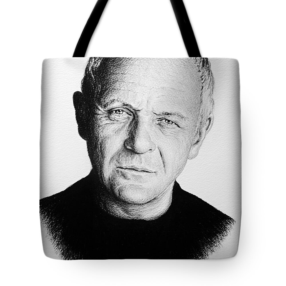 Anthony Hopkins Tote Bag featuring the drawing Anthony Hopkins by Andrew Read