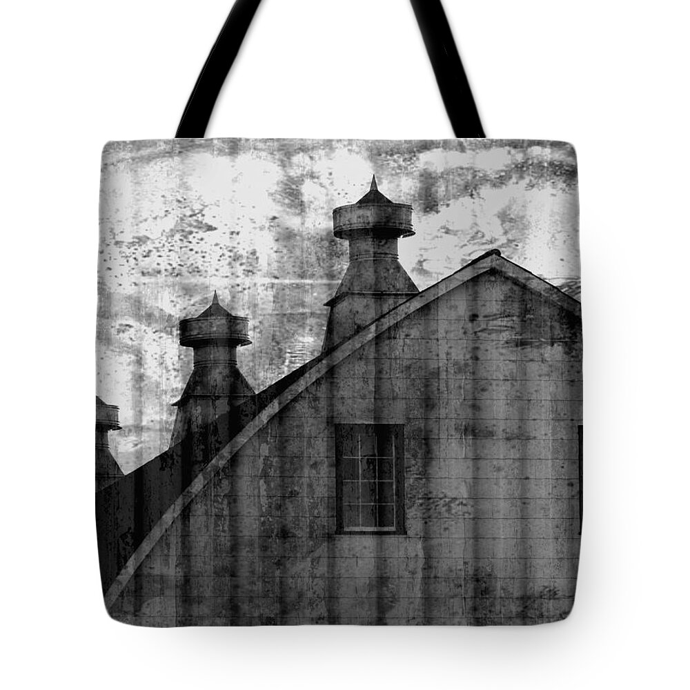 Skompski Tote Bag featuring the photograph Antique Barn - Black and White by Joseph Skompski