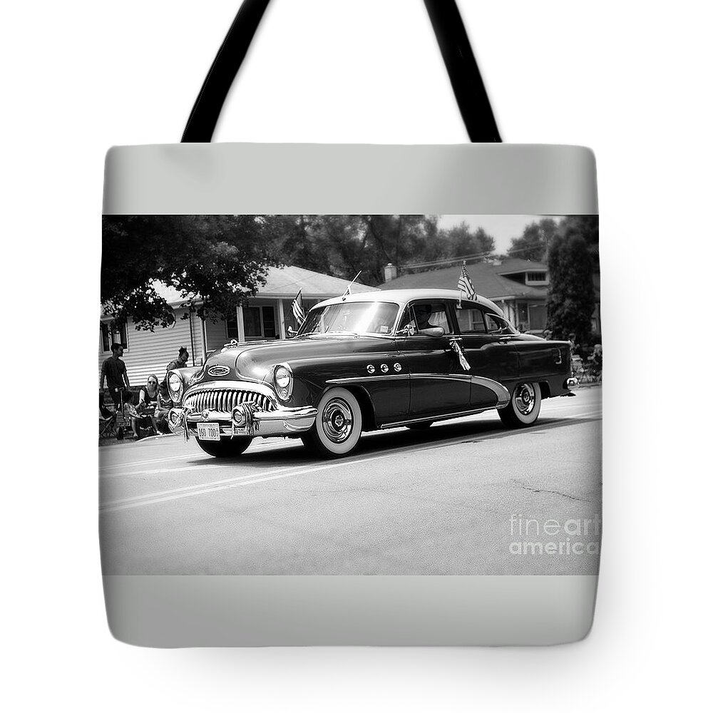 Frank-j-casella Tote Bag featuring the photograph 1953 Buick Special - Black and White by Frank J Casella