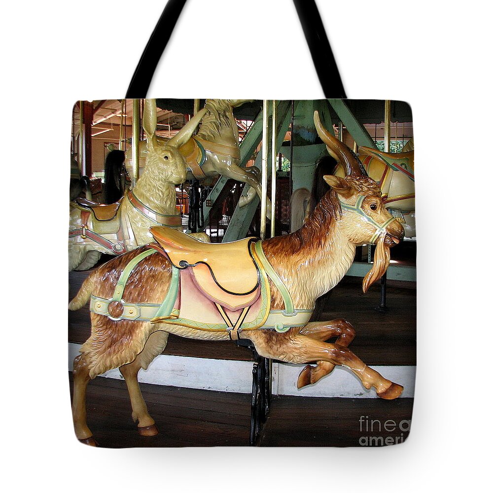 Goat Tote Bag featuring the photograph Antique Dentzel Menagerie Carousel Goat by Rose Santuci-Sofranko