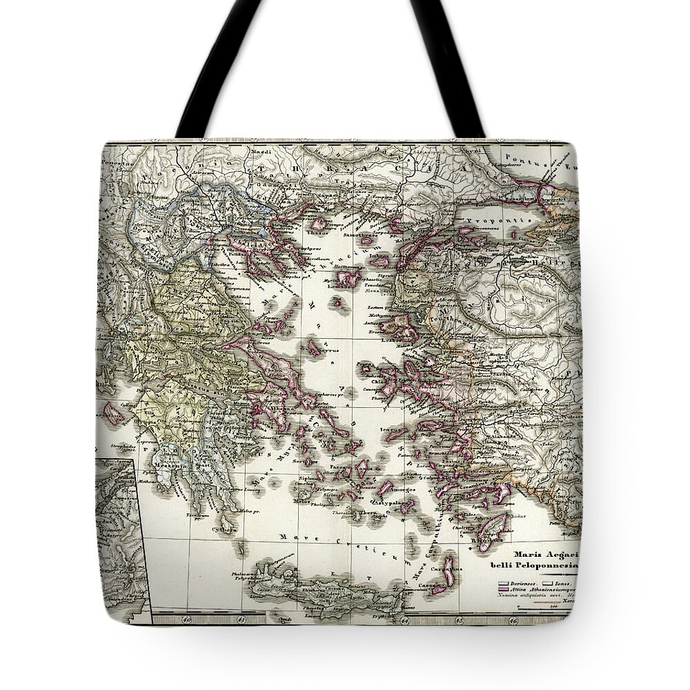 Ancient History Tote Bag featuring the digital art Antique Map Of Ancient Greece by Duncan1890