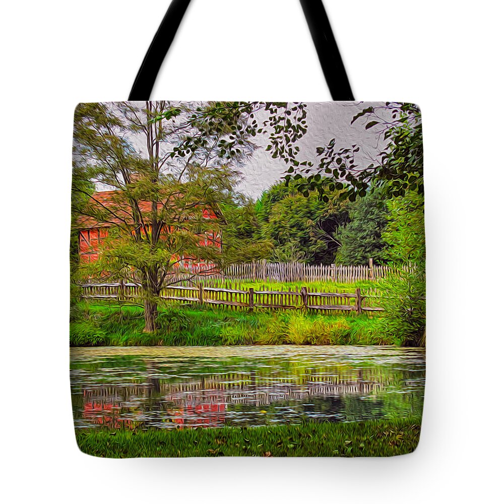 History Tote Bag featuring the painting Antique Reflections by Omaste Witkowski