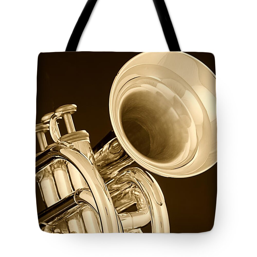 Cornet Tote Bag featuring the photograph Antique Trumpet by M K Miller
