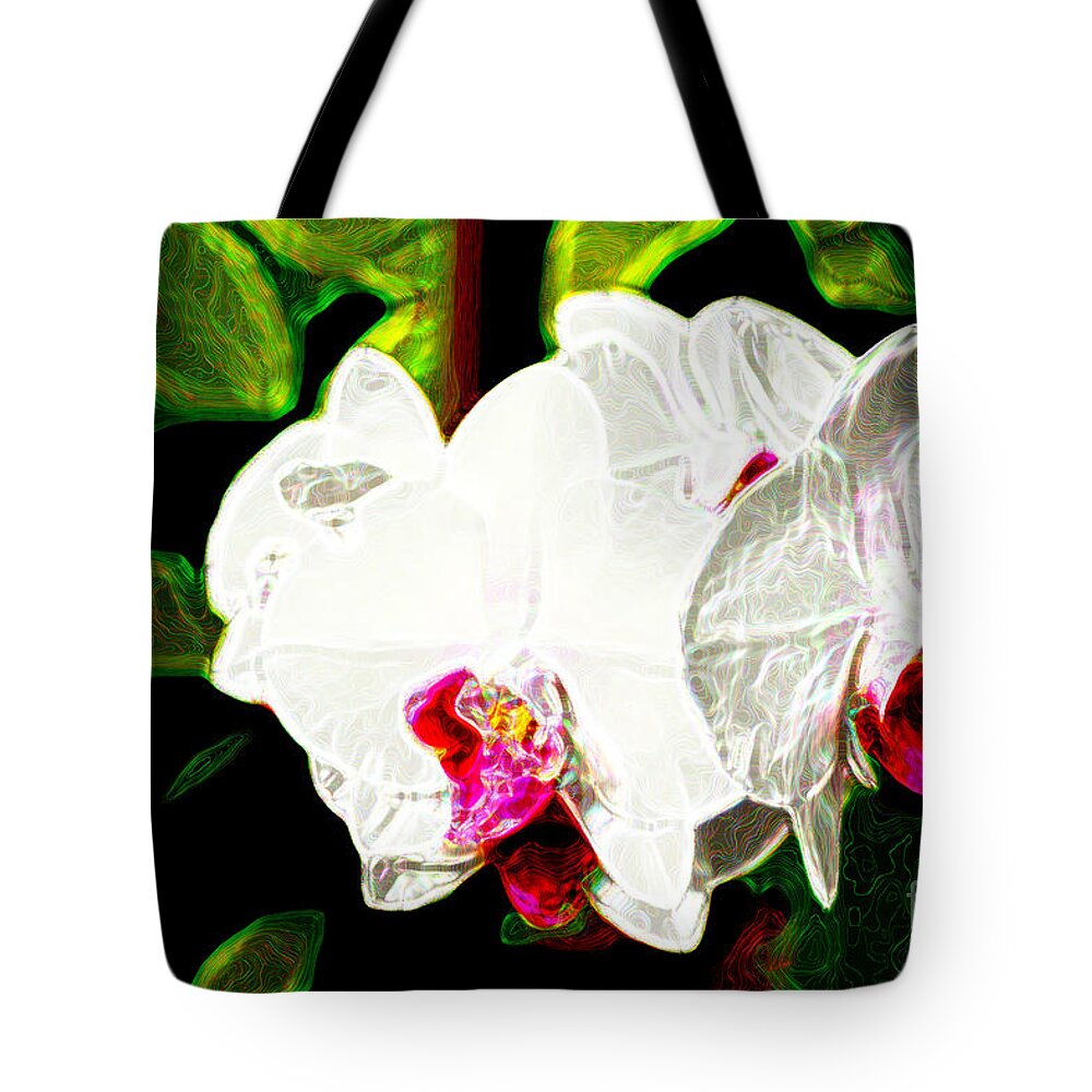 Orchid Tote Bag featuring the photograph AOS White Orchid 2 by Janis Lee Colon