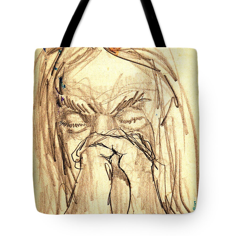 Apostle's Prayers Tote Bag featuring the drawing Apostle's Prayers by Seth Weaver