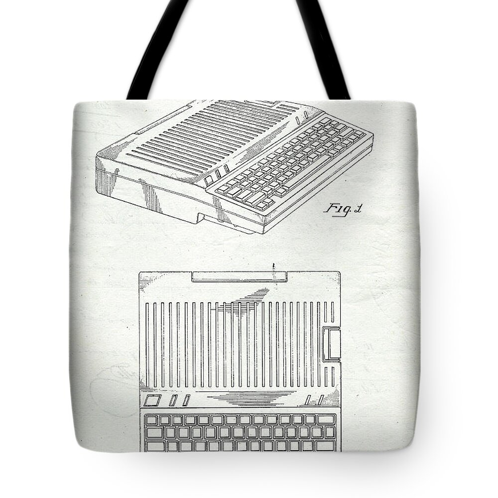 Computer Tote Bag featuring the digital art Apple IIe Computer Original Patent by Edward Fielding