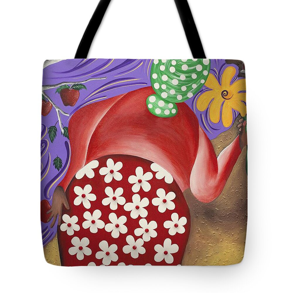 Sabree Tote Bag featuring the painting Apples by Patricia Sabreee