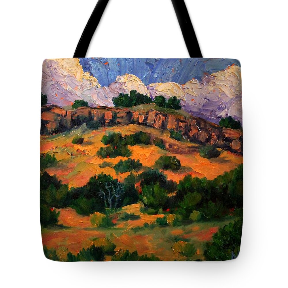Landscape Tote Bag featuring the painting Approaching Storm by Marian Berg