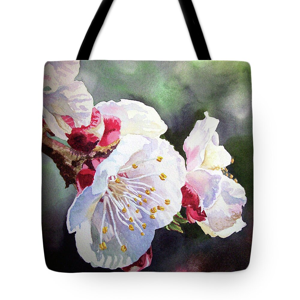 Apricot Tote Bag featuring the painting Apricot Flowers by Irina Sztukowski