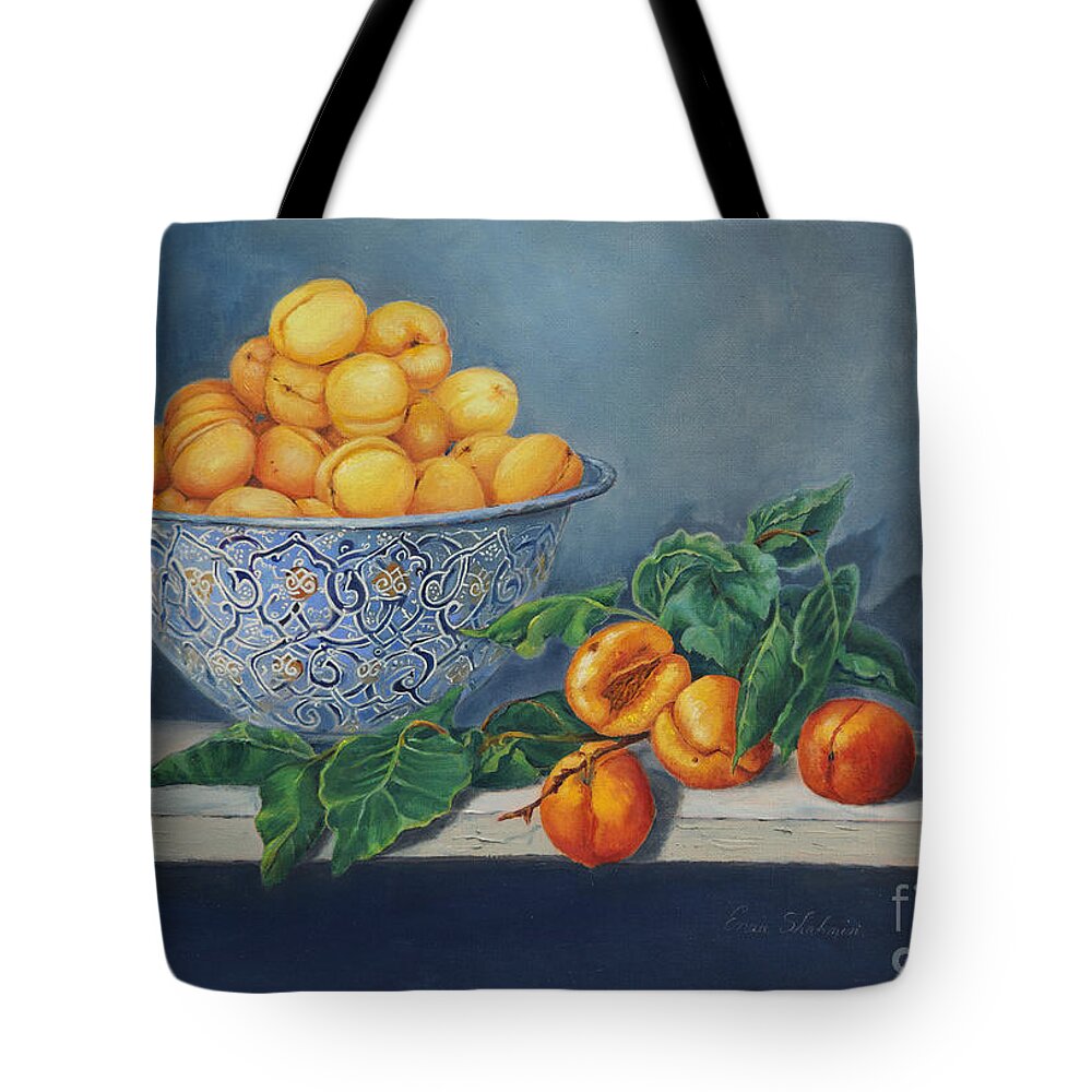 Fruit Tote Bag featuring the painting Apricots and Peaches by Portraits By NC