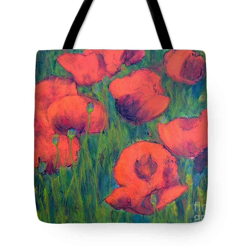 Poppies Tote Bag featuring the painting April Poppies 2 by Jackie Sherwood