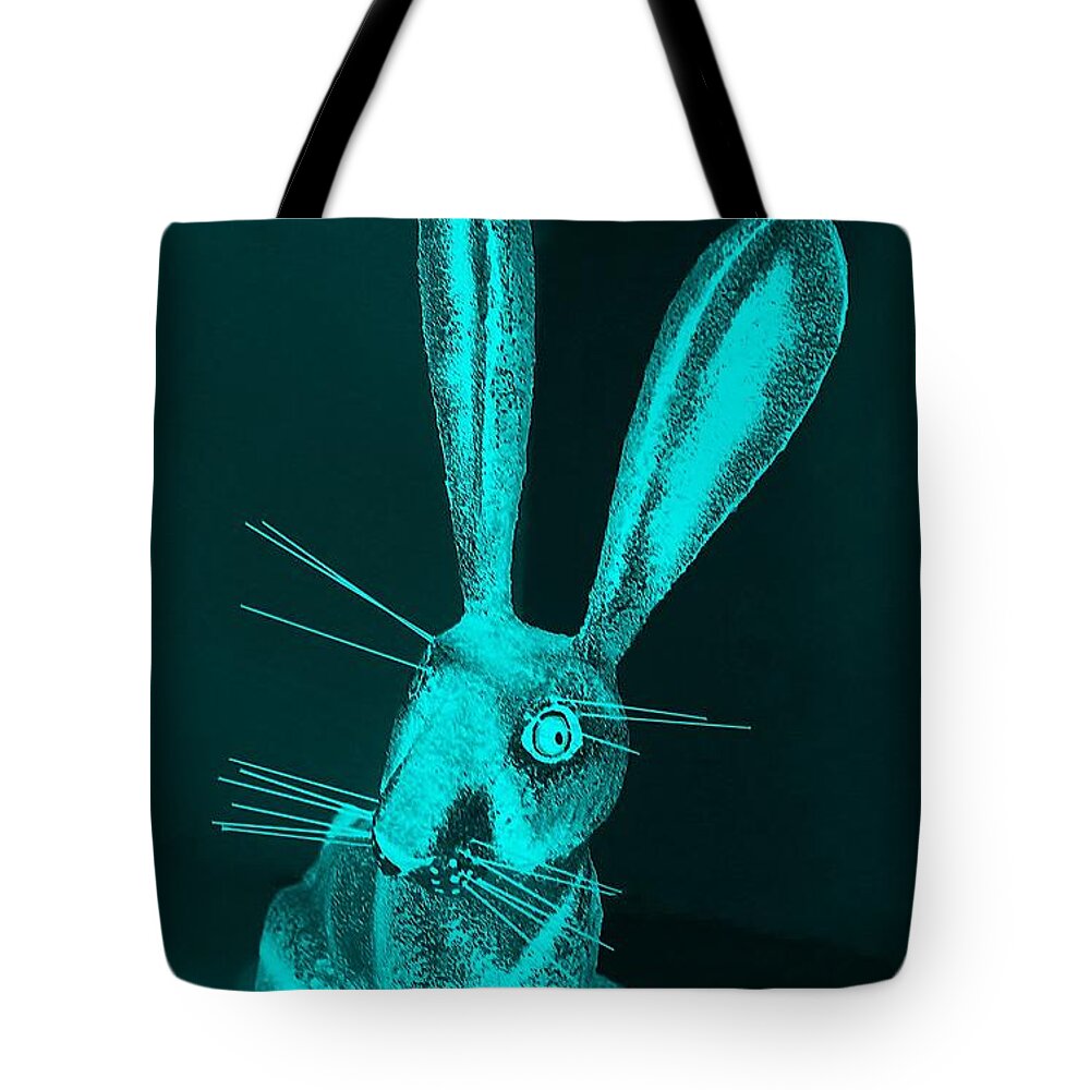 Rabbit Tote Bag featuring the photograph Aquamarine New Mexico Rabbit by Rob Hans
