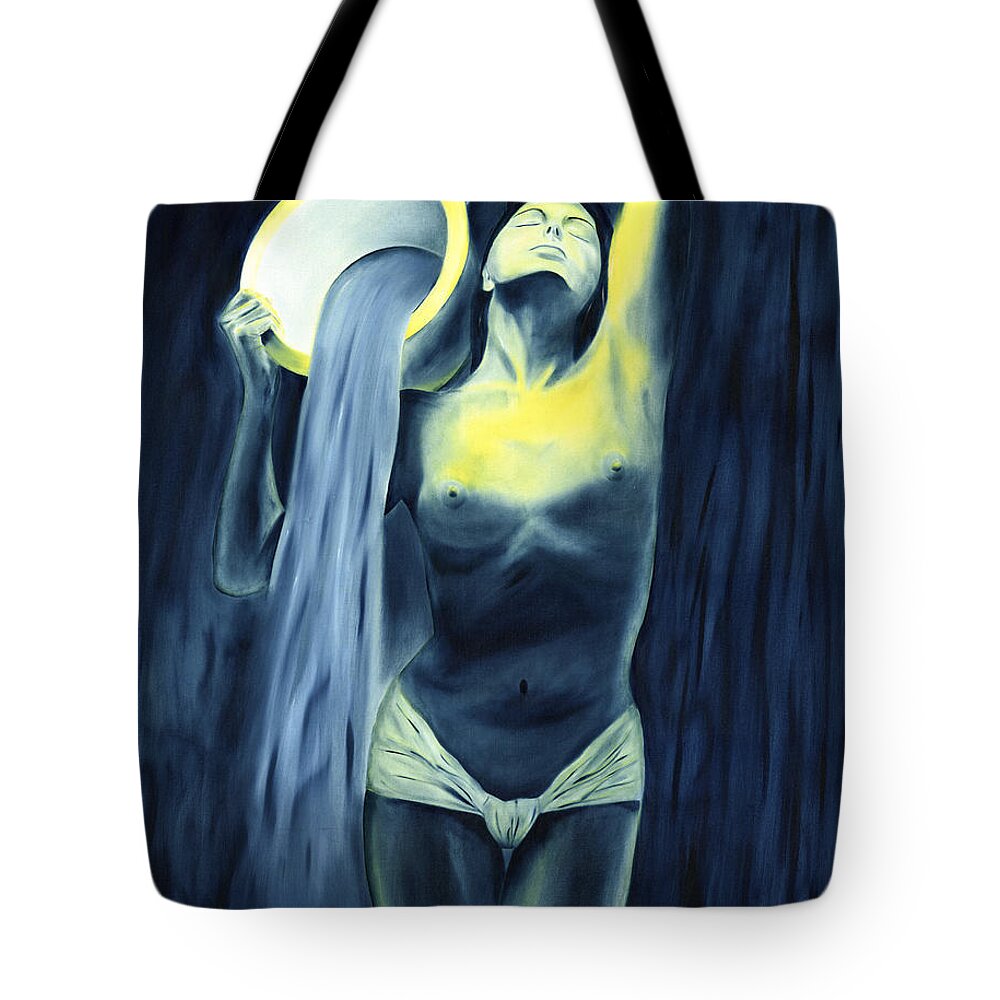 Artistic Tote Bag featuring the painting Aquarius by Hakon Soreide
