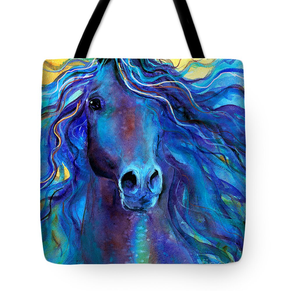 Arabian Horse Painting Tote Bag featuring the painting Arabian horse #3 by Svetlana Novikova