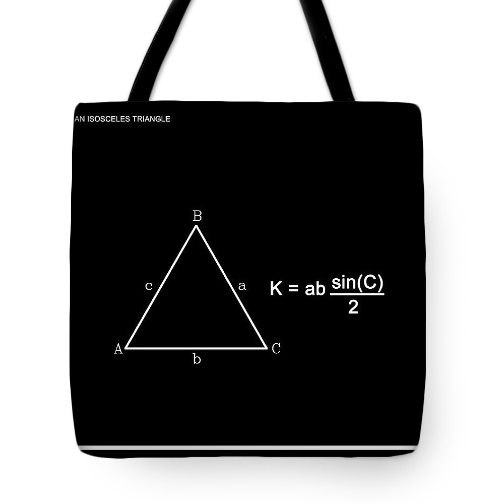 Feature Tote Bag featuring the digital art Area of an Isosceles Triangle b/w by Paulette B Wright