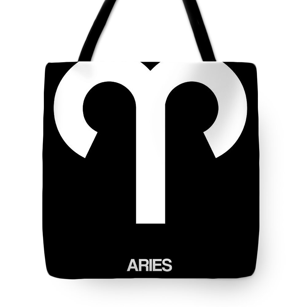 Aries Tote Bag featuring the digital art Aries Zodiac Sign White by Naxart Studio