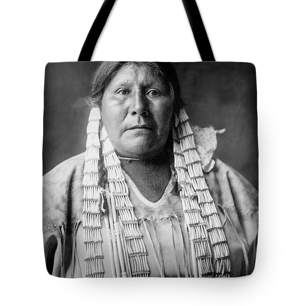 1908 Tote Bag featuring the photograph Arikara woman circa 1908 by Aged Pixel