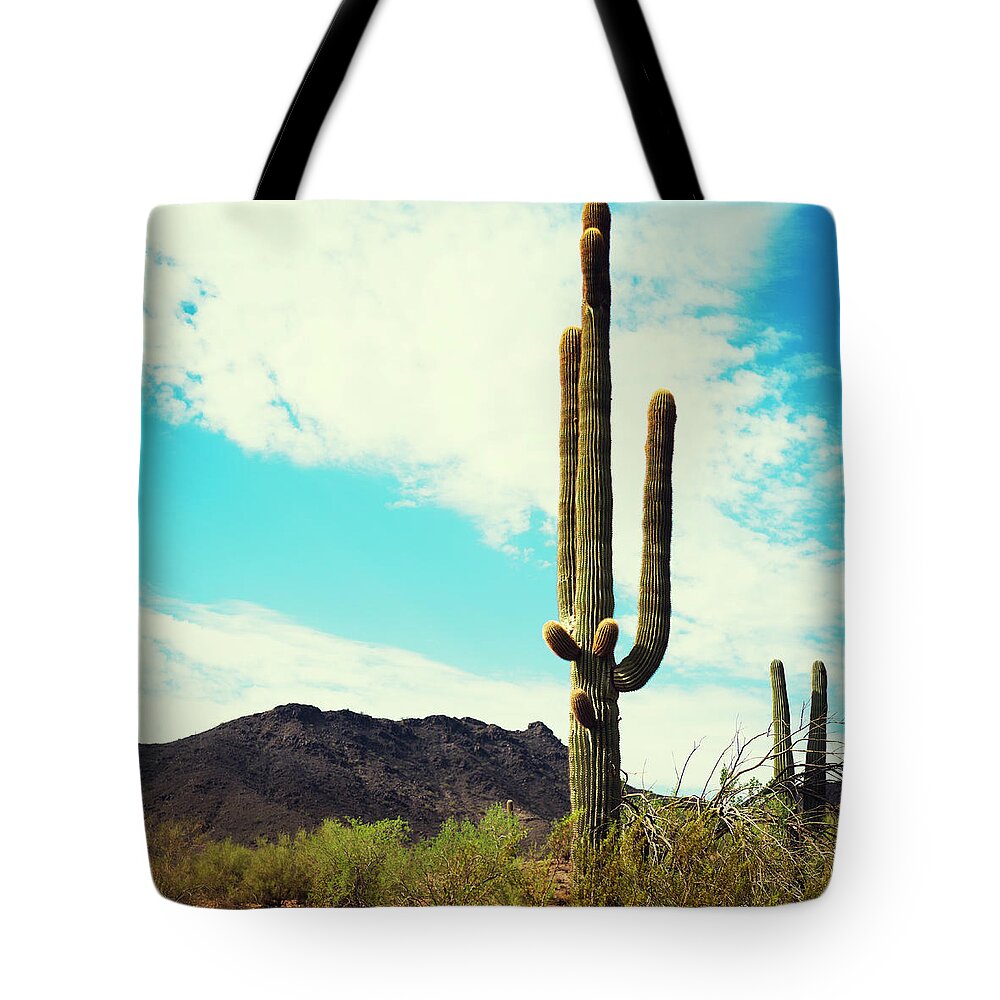 Saguaro Cactus Tote Bag featuring the photograph Arizona Saguaro Cactus by Franckreporter