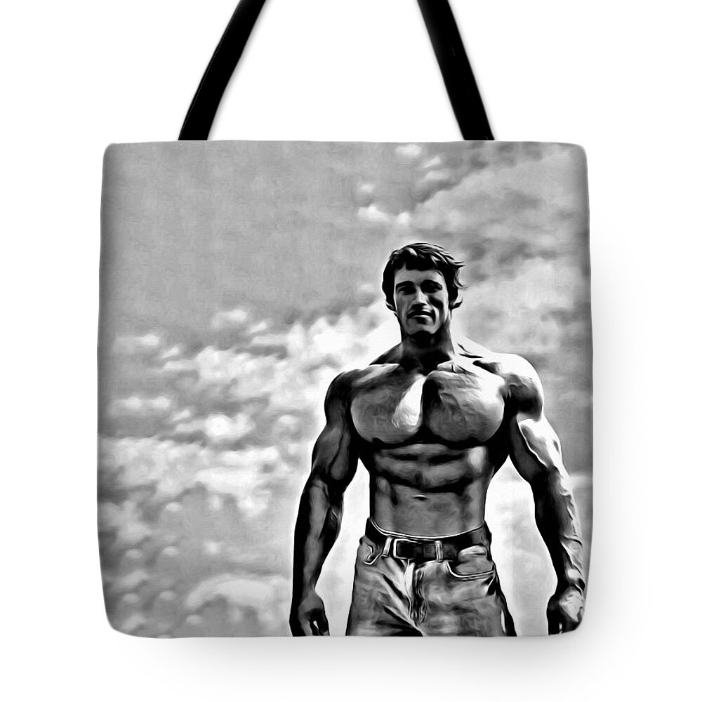 Celebrities Tote Bag featuring the painting Arnold Schwarzenegger by Florian Rodarte