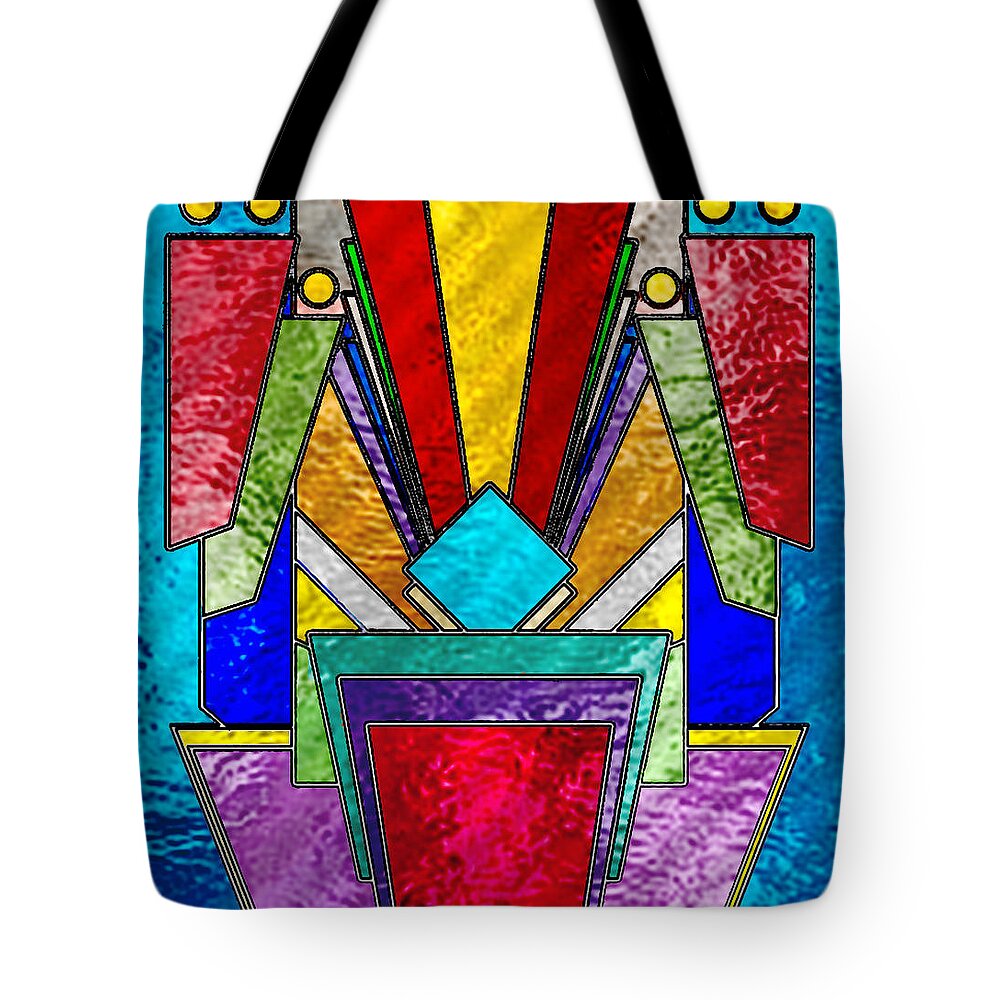 Art Deco - Stained Glass 6 Tote Bag featuring the digital art Art Deco - Stained Glass 6 by Chuck Staley