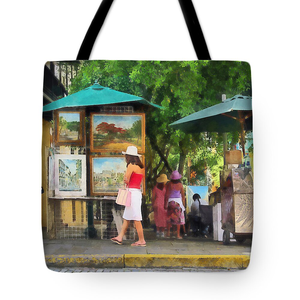 Art Tote Bag featuring the photograph Art Show in San Juan by Susan Savad