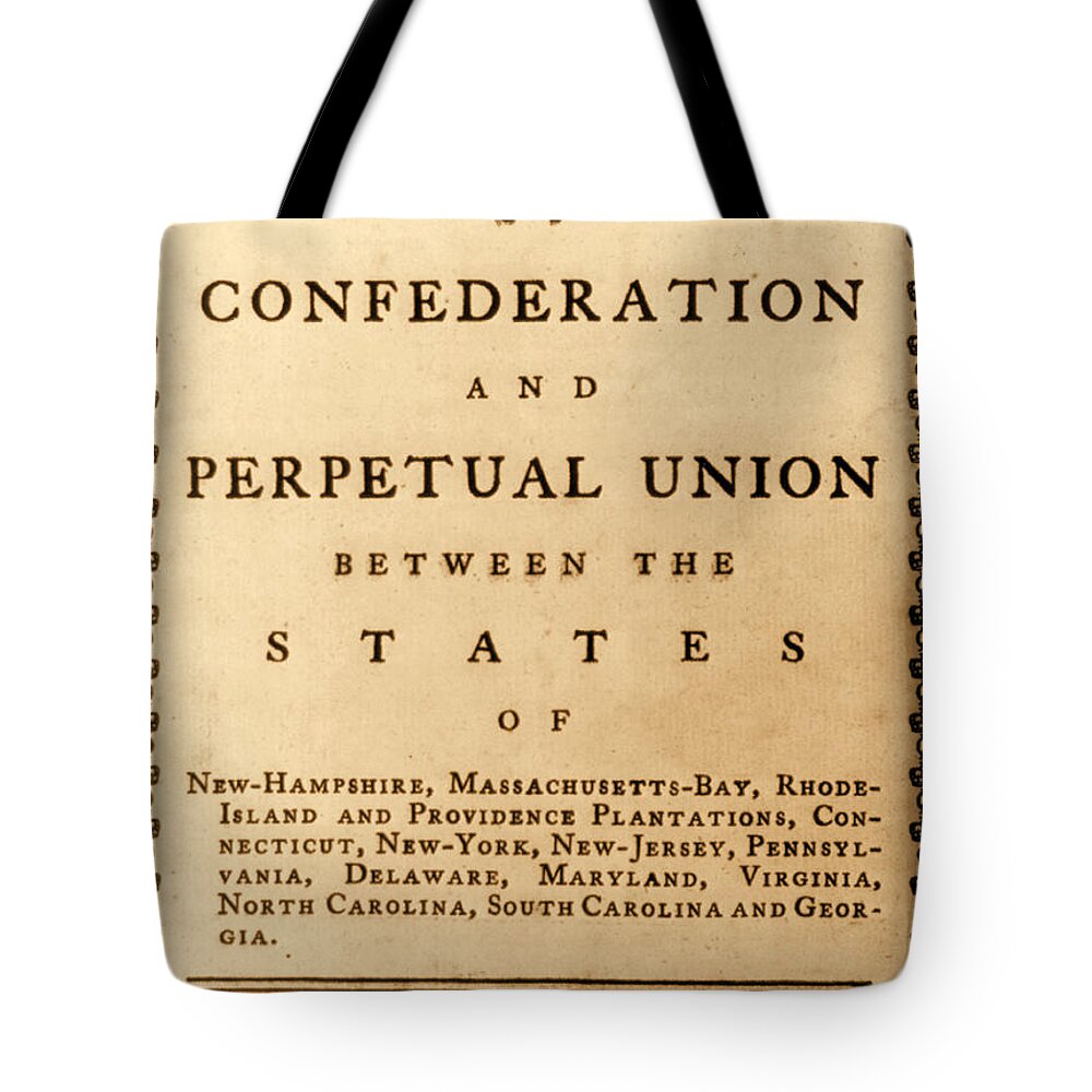 Government Tote Bag featuring the photograph Articles Of Confederation, 1777 by Science Source