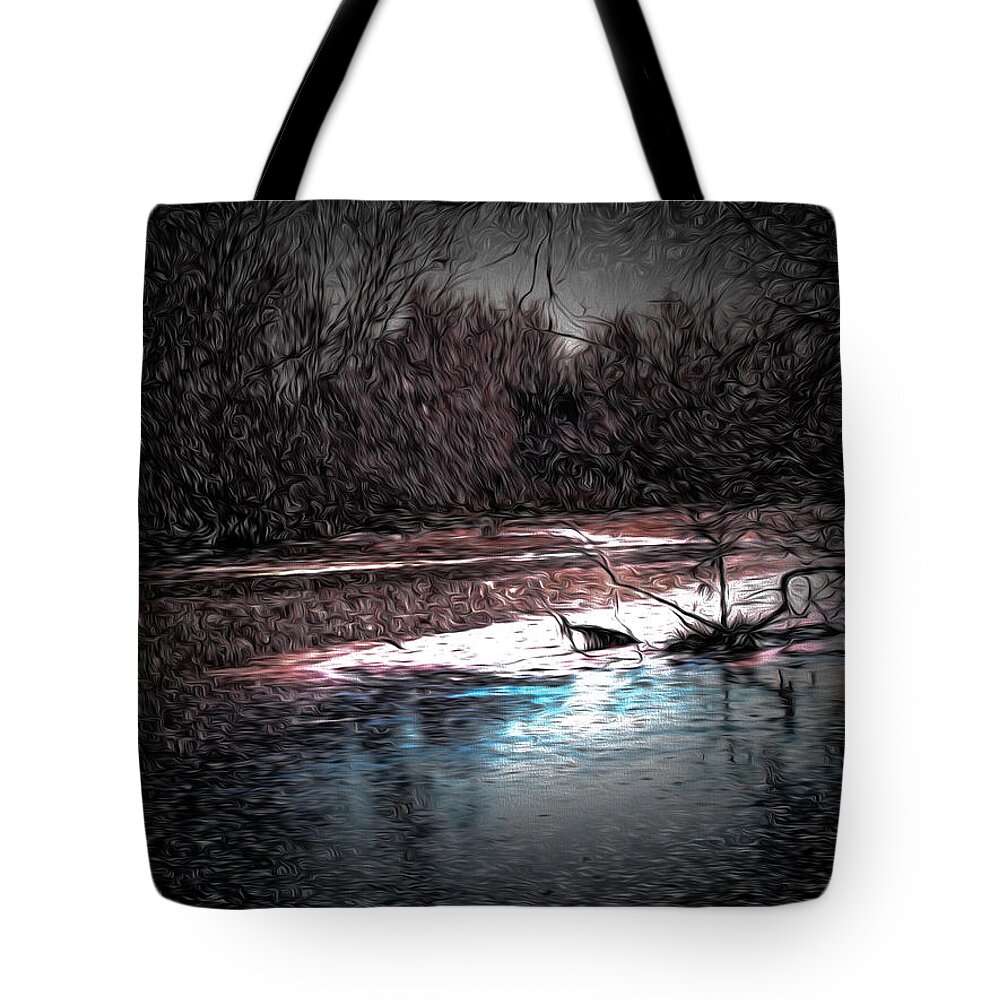 Artistic Tote Bag featuring the photograph Artistic 2 November 26 2013 - the first ice for the seasong by Leif Sohlman