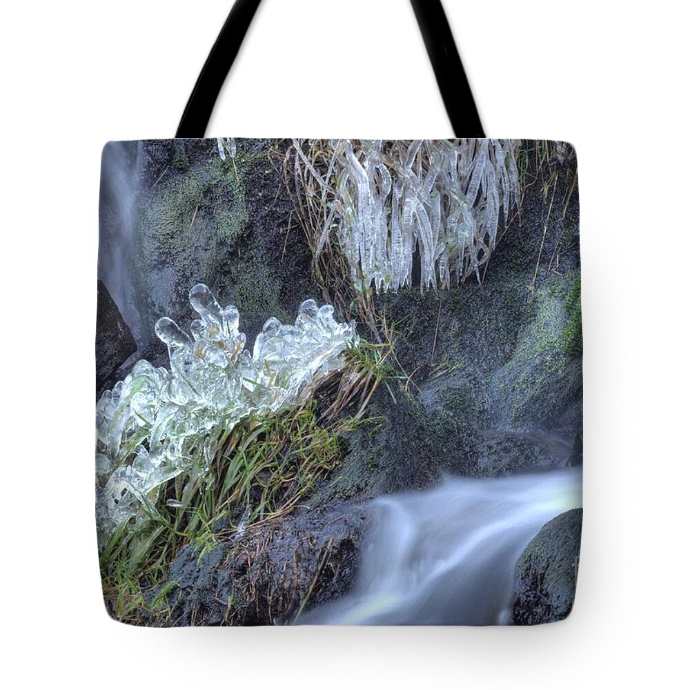 Ice Tote Bag featuring the photograph Artistry In Ice 22 by David Birchall