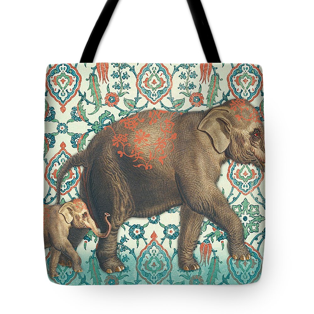 Asian Tote Bag featuring the digital art Asian Elephant--JP2186 by Jean Plout