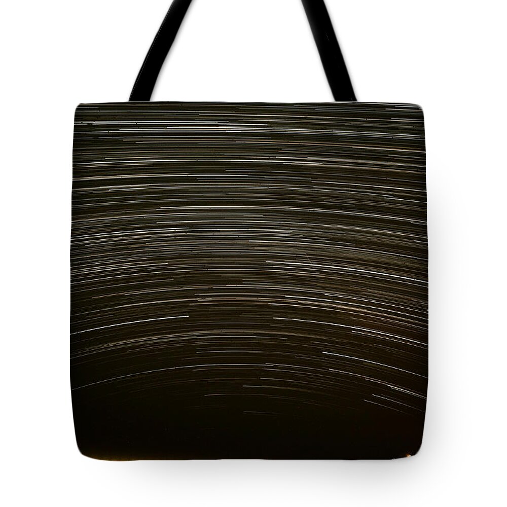 Star Tote Bag featuring the photograph Assateague Star Trails by Benjamin Reed