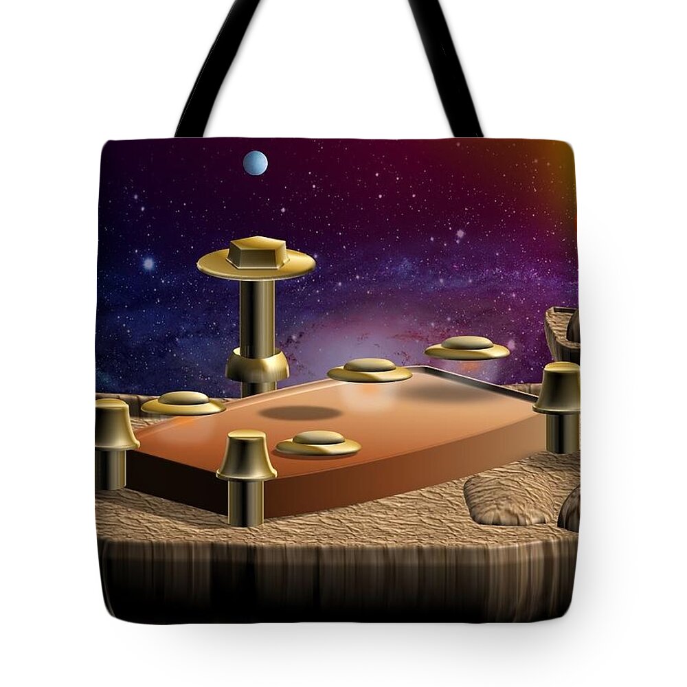 Digital Art Tote Bag featuring the digital art Asteroid Terminal by Cyril Maza