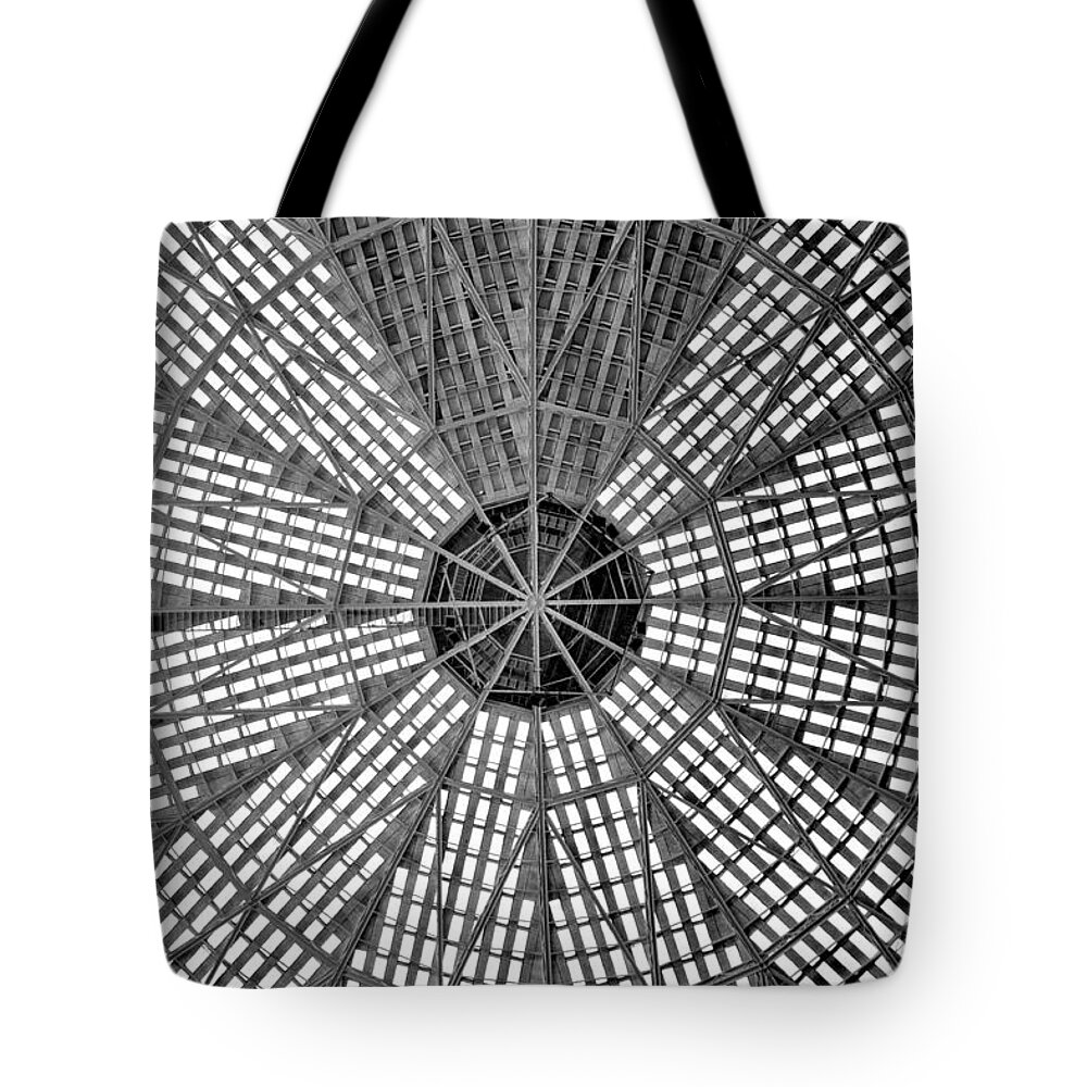 Houston Tote Bag featuring the photograph Astrodome Ceiling by Benjamin Yeager