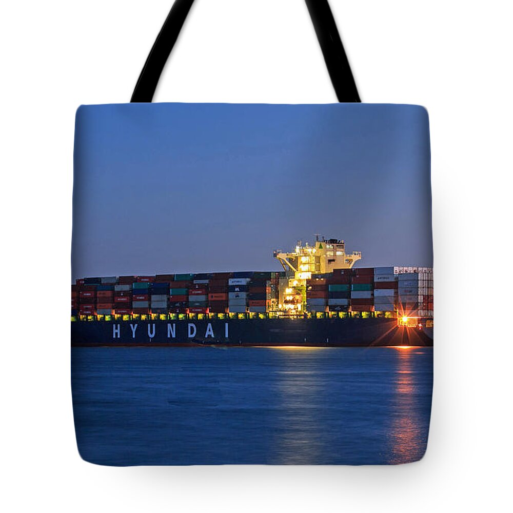 Twilight Tote Bag featuring the photograph Anchored in Calm Waters by E Faithe Lester