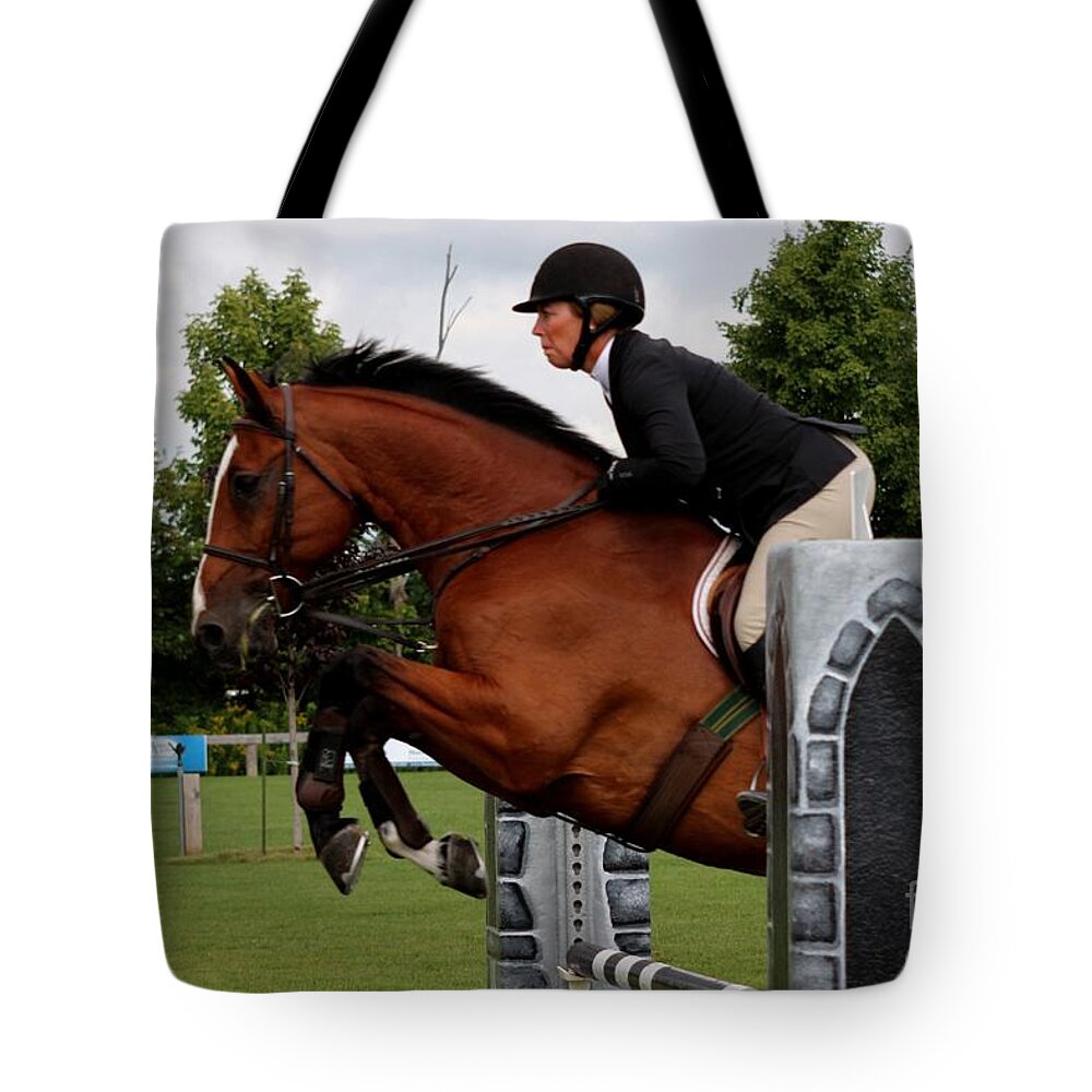 Horse Tote Bag featuring the photograph At-c-jumper30 by Janice Byer