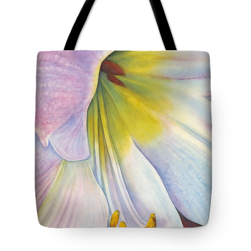 Amaryllis Tote Bag featuring the painting At the Altar by Sandy Haight