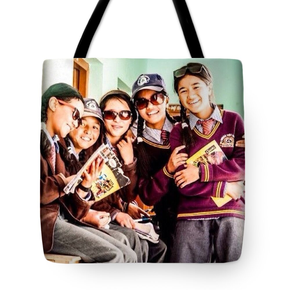 Beautiful Tote Bag featuring the photograph At The Local School In Zanskar by Aleck Cartwright
