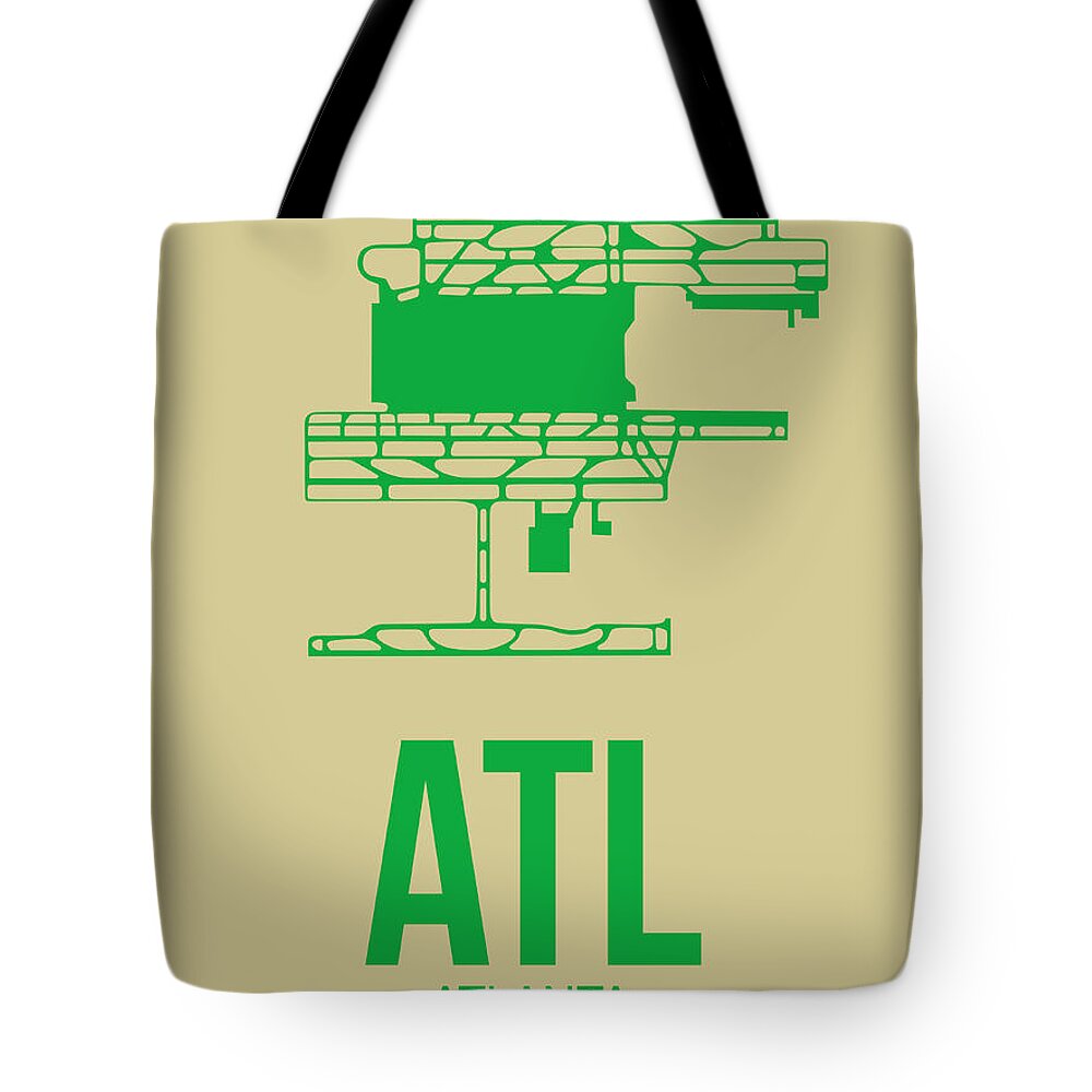 Atlanta Tote Bag featuring the digital art ATL Atlanta Airport Poster 1 by Naxart Studio