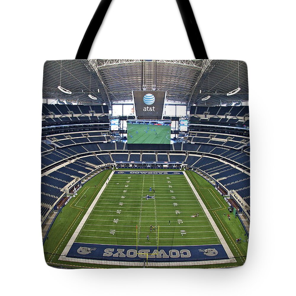 Dallas Cowboys Tote Bag featuring the photograph ATT or Cowboy Stadium by John Babis