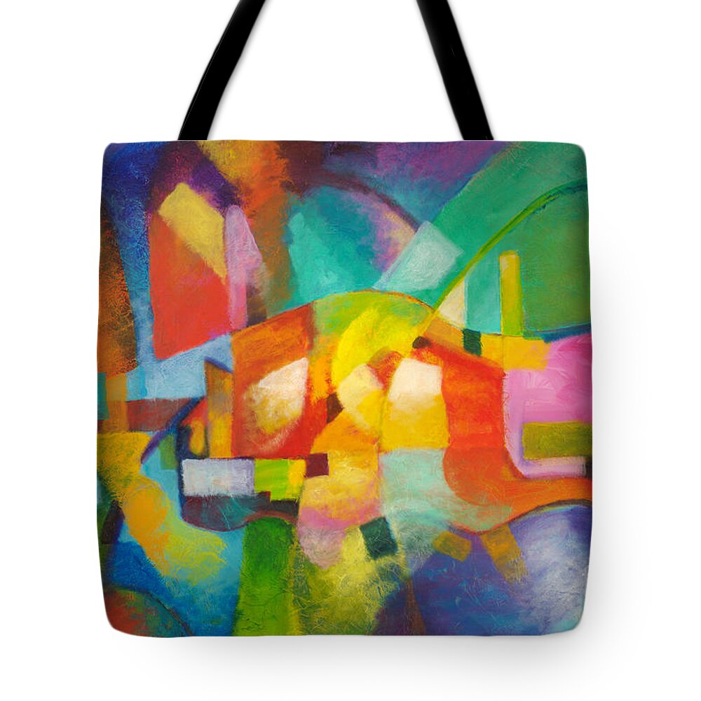 Abstract Landscape Tote Bag featuring the painting Attraction by Sally Trace