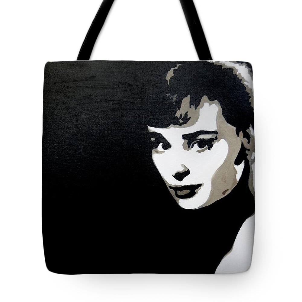 Artist Painting Tote Bag featuring the painting Audrey Hepburn by Elaine Berger