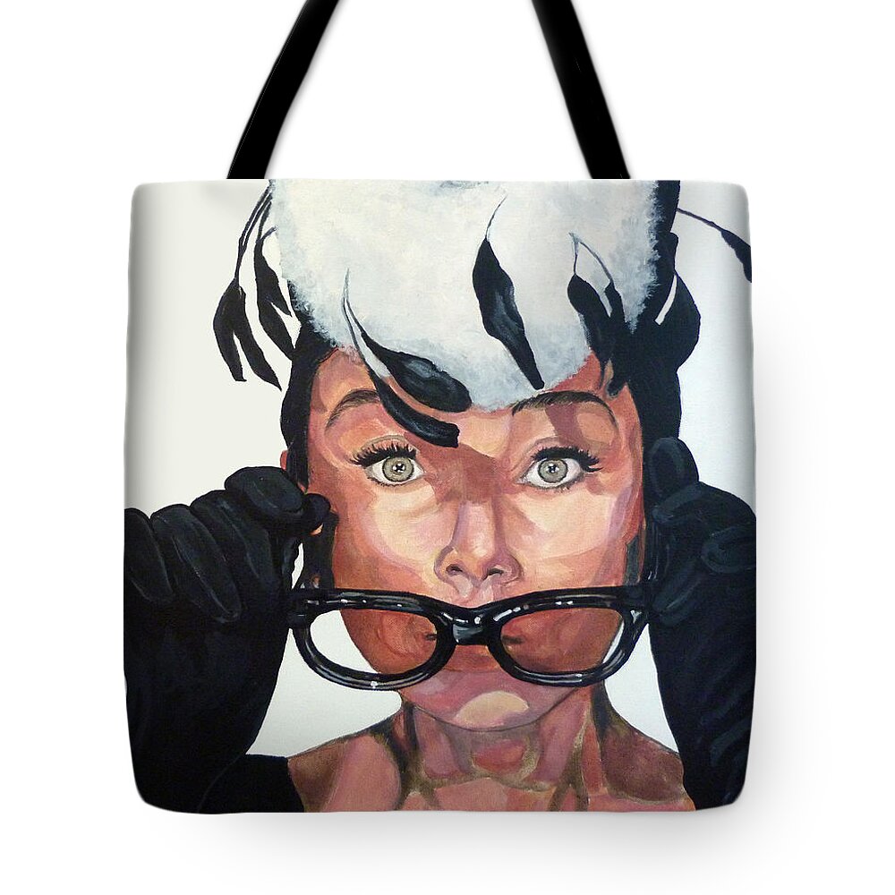 Audrey Tote Bag featuring the painting Audrey Hepburn by Tom Roderick