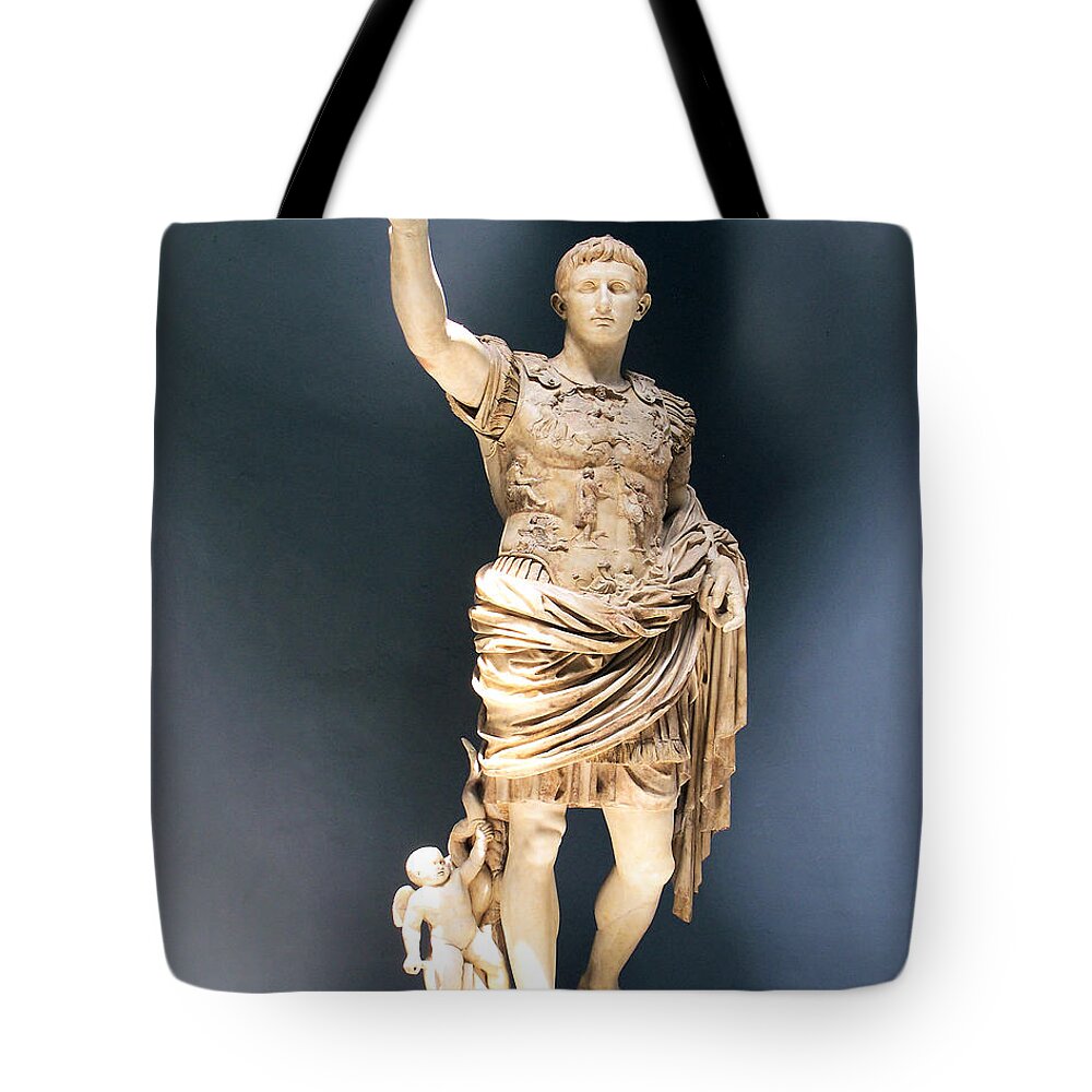 Augustus Prima Porta Tote Bag featuring the painting Augustus Prima Porta by Troy Caperton