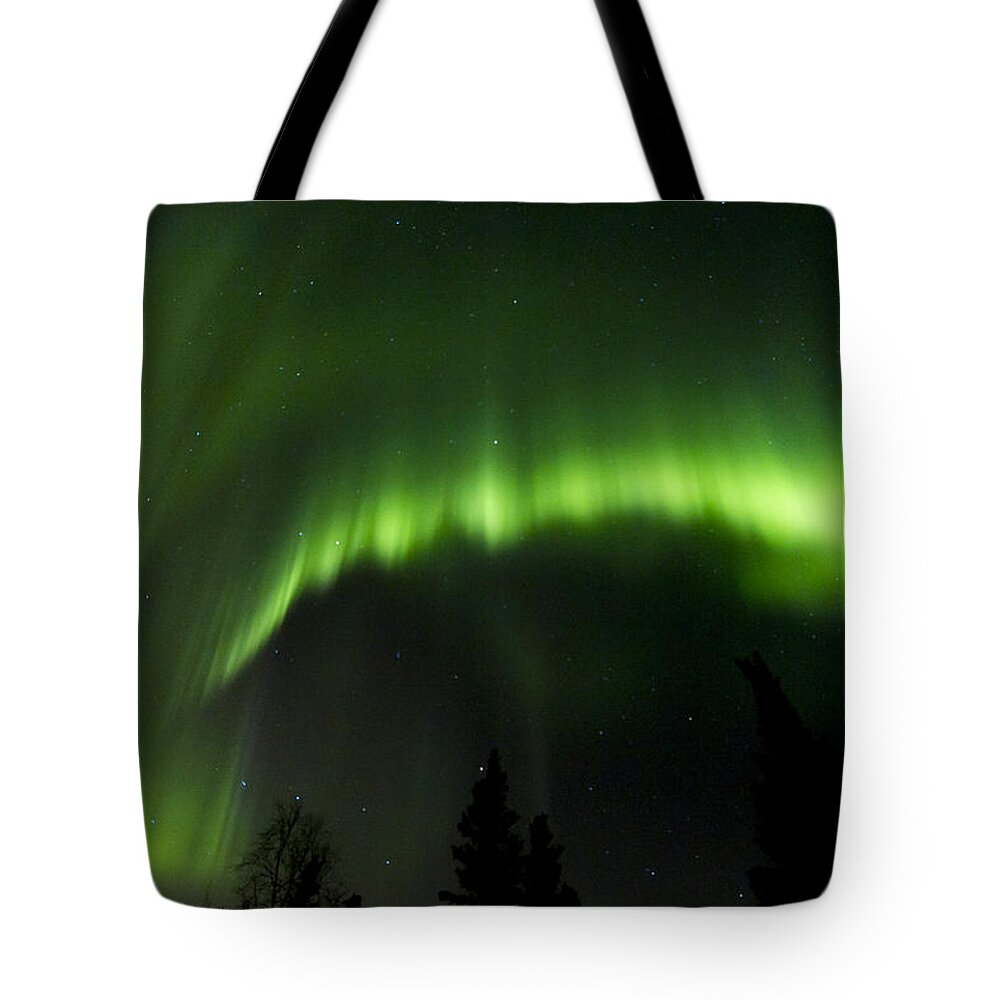 Alaska Tote Bag featuring the photograph Aurora Scorch by Kyle Lavey
