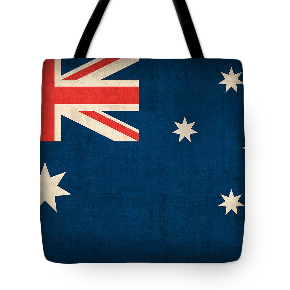 Australia Flag Vintage Distressed Finish Outback Australian Sydney Brisbane Pacific Continent Country Nation Australian Tote Bag featuring the mixed media Australia Flag Vintage Distressed Finish by Design Turnpike