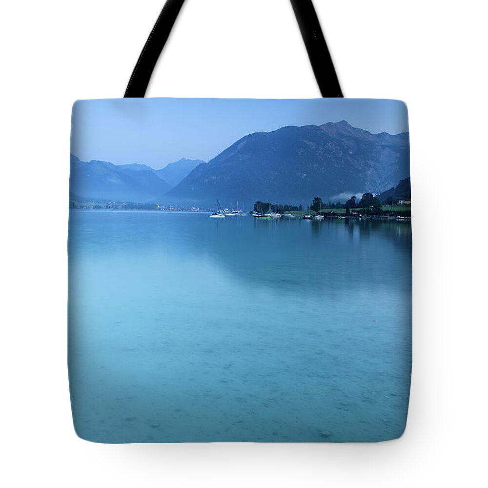 Tranquility Tote Bag featuring the photograph Austria, Tyrol, View Of Achensee Lake by Westend61