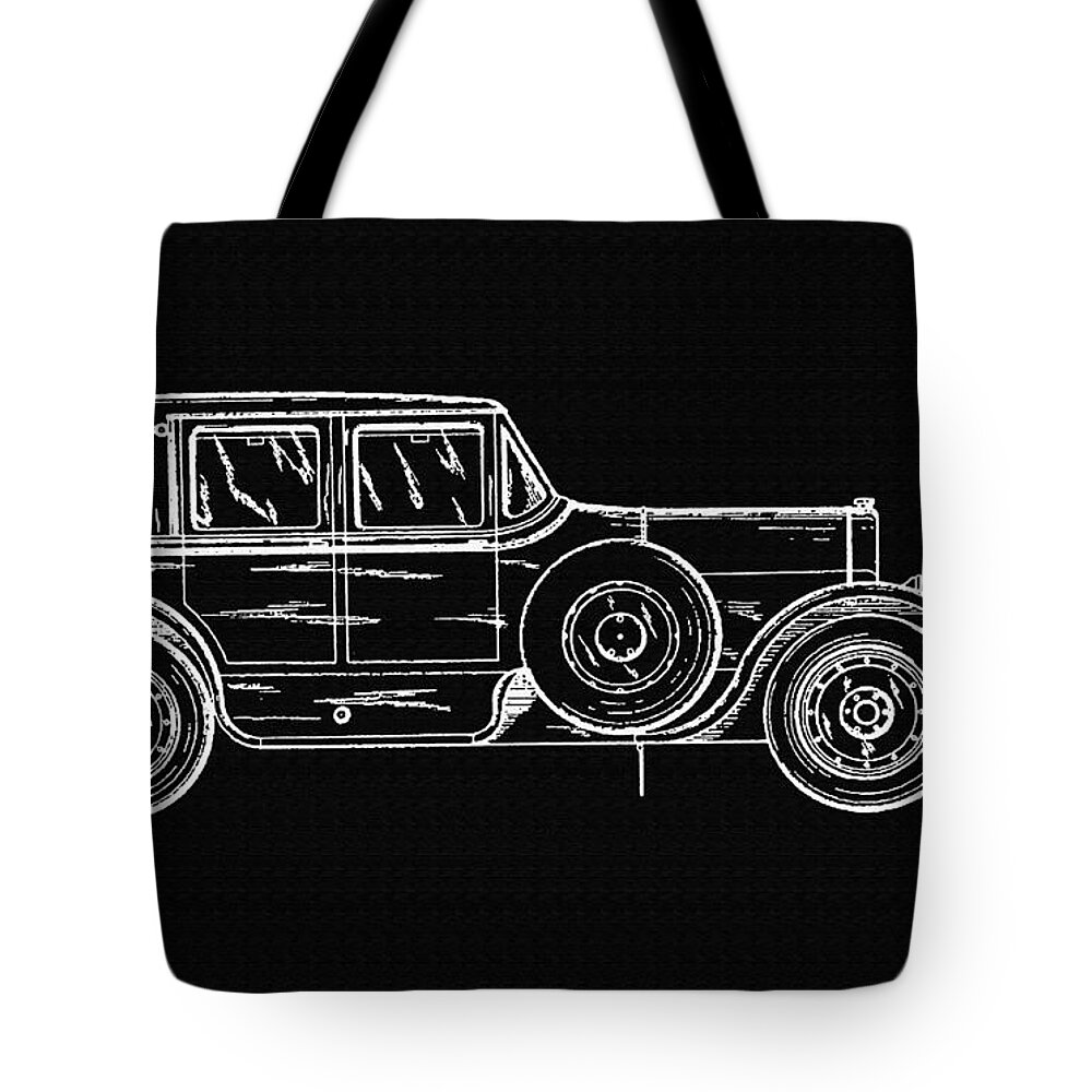 Retro Revival Tote Bag featuring the photograph Automobile Body Support Patent Drawing From 1921 2 by Samir Hanusa