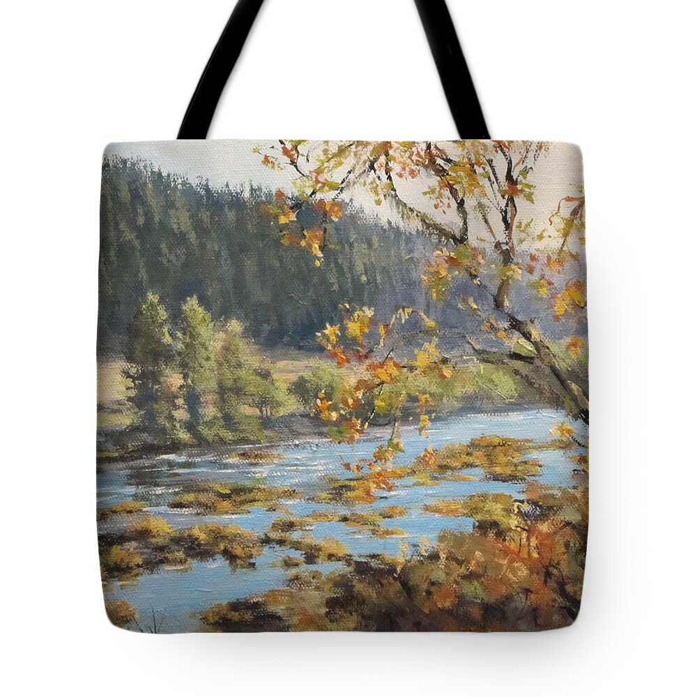 Landscape Tote Bag featuring the painting Autumn Afternoon by Karen Ilari