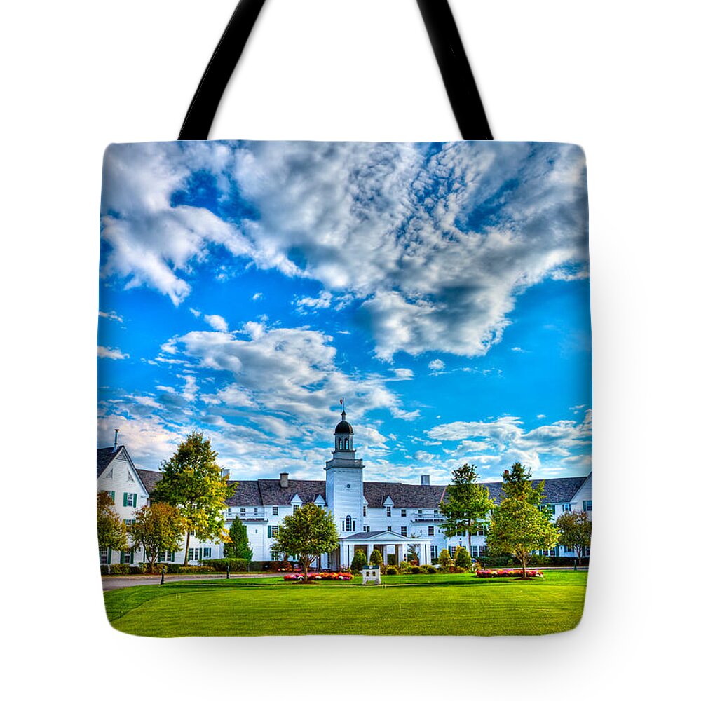 Adirondack's Tote Bag featuring the photograph Autumn Day at the Sagamore Resort by David Patterson
